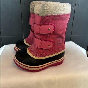 Sorel Pink and Black Kids Snow Boots